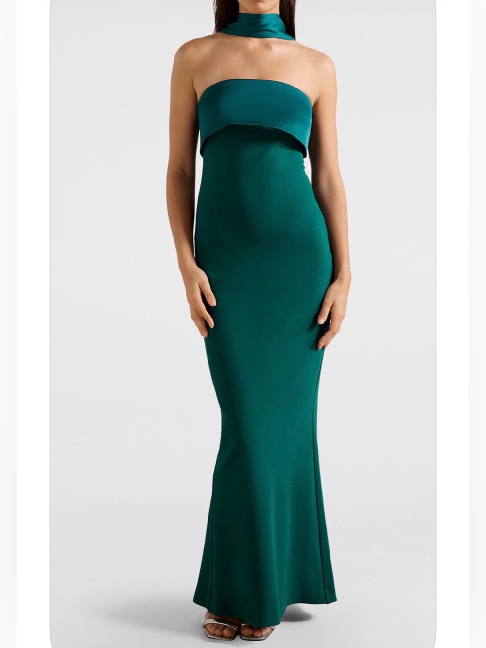 EVER NEW odelia strapless satin Mermaid Gown & scarf